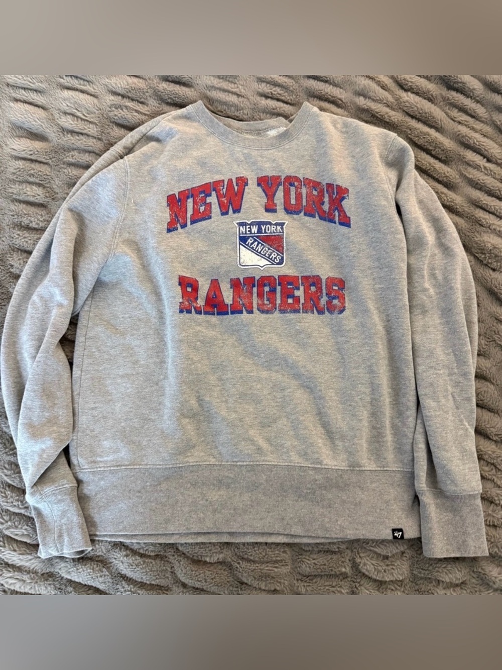 47 New York Rangers Gray Crewneck with Red & Blue Logo